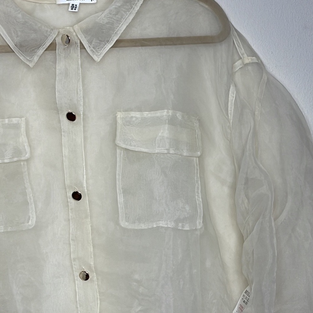 Missguided Sheer White Blouse - Picture 2 of 6